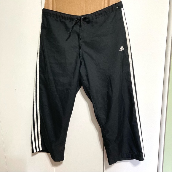 Adidas 3 Stripe 3 Quarter Women's Black White Track Running Pants Medium - Picture 4 of 12